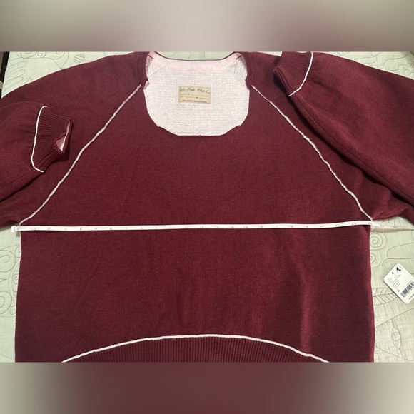 NWT Free People We the Free Midnight Pullover M Red Valentine Combo Sweater - Picture 6 of 9